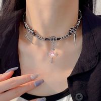 1 Pieza Moda Cruzar Aleación Embutido Diamantes De Imitación Mujeres Collar main image 5