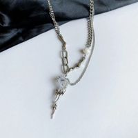 1 Piece Fashion Flower Alloy Plating Rhinestones Women's Layered Necklaces sku image 1