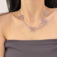 1 Piece Fashion Bow Knot Alloy Plating Rhinestones Women's Necklace sku image 1