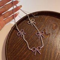 1 Piece Fashion Bow Knot Alloy Plating Rhinestones Women's Necklace main image 2