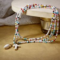 1 Piece Fashion Cross Shell Beaded Pearl Women's Necklace main image 3