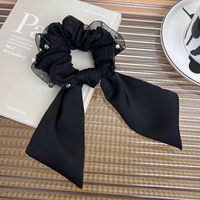 Fashion Bow Knot Cloth Inlay Artificial Pearls Hair Tie 1 Piece sku image 1