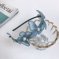 Fashion Butterfly Alloy Lace Inlay Artificial Pearls Hair Band 1 Piece sku image 2