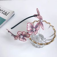 Fashion Butterfly Alloy Lace Inlay Artificial Pearls Hair Band 1 Piece sku image 3