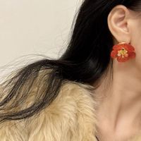 1 Pair Retro Flower Resin Inlay Rhinestones Women's Ear Studs main image 2