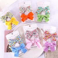 Sweet Flower Bow Knot Cloth Printing Hair Clip 2 Pieces main image 1