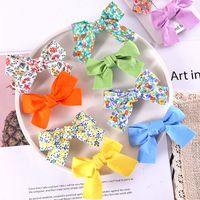 Sweet Flower Bow Knot Cloth Printing Hair Clip 2 Pieces main image 3