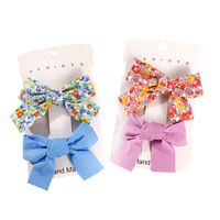Sweet Flower Bow Knot Cloth Printing Hair Clip 2 Pieces main image 2