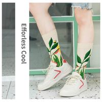 Unisex Basic Blatt Farbblock Blume Nylon Baumwolle Jacquard Crew Socken Ein Paar main image 3