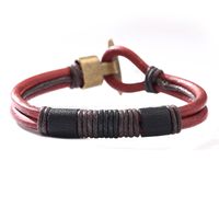 Casual Color Block Leather Rope Braid Men's Bracelets sku image 1