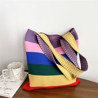 Women's Fashion Stripe Polyester Shopping Bags sku image 3