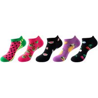 Unisex Fashion Abstract Color Block Fruit Cotton Ankle Socks 1 Set sku image 9