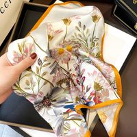 Women's Retro Flower Silk Printing Silk Scarves sku image 31