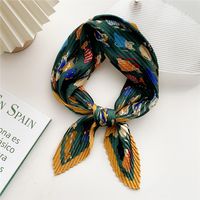 Women's Sweet Color Block Polyester Printing Silk Scarf sku image 3