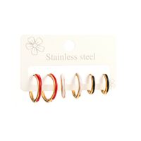Hip-hop Round Stainless Steel Enamel Earrings 1 Set sku image 1
