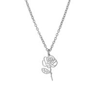 Fashion Flower Titanium Steel Plating Hollow Out Pendant Necklace 1 Piece sku image 6