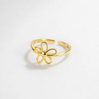 Simple Style Flower Sterling Silver Open Ring 1 Piece main image 2