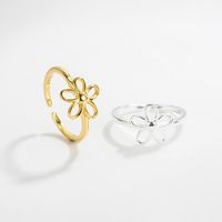 Simple Style Flower Sterling Silver Open Ring 1 Piece main image 3
