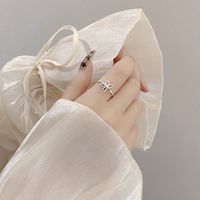 Simple Style Flower Sterling Silver Open Ring 1 Piece main image 5