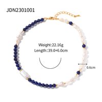 Retro Round Freshwater Pearl Beaded Necklace 1 Piece sku image 1