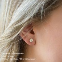 Simple Style Round Stainless Steel Inlay Artificial Diamond Ear Studs 1 Pair main image 5