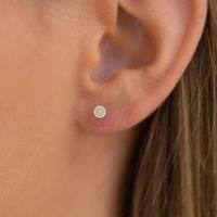 Simple Style Round Stainless Steel Inlay Artificial Diamond Ear Studs 1 Pair main image 3