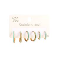 Hip-hop Round Stainless Steel Enamel Earrings 1 Set sku image 2