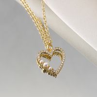 Fashion Heart Shape Copper Plating Zircon Pendant Necklace main image 2