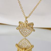 Fashion Heart Shape Copper Plating Zircon Pendant Necklace main image 4