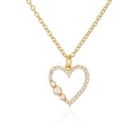 Fashion Heart Shape Copper Plating Zircon Pendant Necklace sku image 1