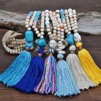 1 Piece Fashion Tassel Wood Turquoise Soft Clay Beaded Women's Pendant Necklace main image 5