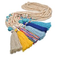 1 Piece Fashion Tassel Wood Turquoise Soft Clay Beaded Women's Pendant Necklace main image 4