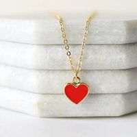 Fashion Heart Shape Stainless Steel Enamel Pendant Necklace 1 Piece main image 1