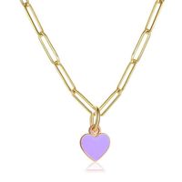 Fashion Heart Shape Stainless Steel Enamel Pendant Necklace 1 Piece sku image 10