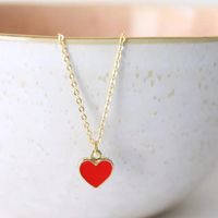 Fashion Heart Shape Stainless Steel Enamel Pendant Necklace 1 Piece main image 5