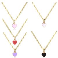 Fashion Heart Shape Stainless Steel Enamel Pendant Necklace 1 Piece main image 4