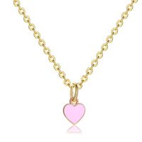 Fashion Heart Shape Stainless Steel Enamel Pendant Necklace 1 Piece sku image 4
