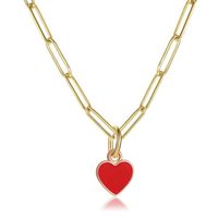 Fashion Heart Shape Stainless Steel Enamel Pendant Necklace 1 Piece sku image 9