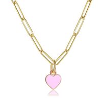 Fashion Heart Shape Stainless Steel Enamel Pendant Necklace 1 Piece sku image 6