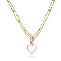 Fashion Heart Shape Stainless Steel Enamel Pendant Necklace 1 Piece sku image 7