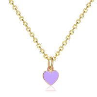 Fashion Heart Shape Stainless Steel Enamel Pendant Necklace 1 Piece sku image 5