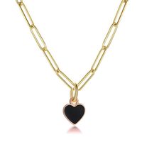 Fashion Heart Shape Stainless Steel Enamel Pendant Necklace 1 Piece sku image 8