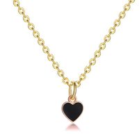 Fashion Heart Shape Stainless Steel Enamel Pendant Necklace 1 Piece sku image 2