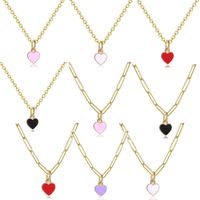 Fashion Heart Shape Stainless Steel Enamel Pendant Necklace 1 Piece main image 3