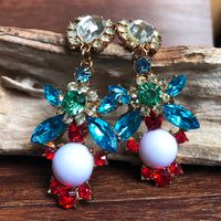 1 Pair Ethnic Style Geometric Flower Alloy Resin Inlay Rhinestones Women's Drop Earrings sku image 2