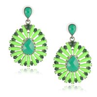 1 Pair Ethnic Style Geometric Flower Alloy Resin Inlay Rhinestones Women's Drop Earrings sku image 14