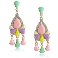 1 Pair Ethnic Style Geometric Flower Alloy Resin Inlay Rhinestones Women's Drop Earrings sku image 6