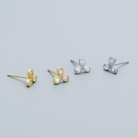 Fashion Shamrock Sterling Silver Plating Inlay Zircon Ear Studs 1 Pair main image 6