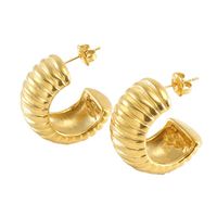 Style Vintage Forme En U Acier Inoxydable Placage Boucles D'oreilles 1 Paire main image 3