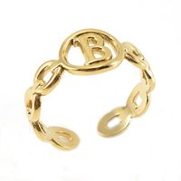 Retro Letter Titanium Steel Hollow Out Open Ring 1 Piece sku image 28